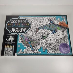 Kaleidoscope Coloring Jigsaw Puzzle 500 Pc Beneath the Waves- Whale Puzzle- NEW